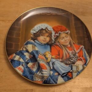 Reco Fireside Dreams January By Sandra Kuck- A Childhood Almanac Collector Plate